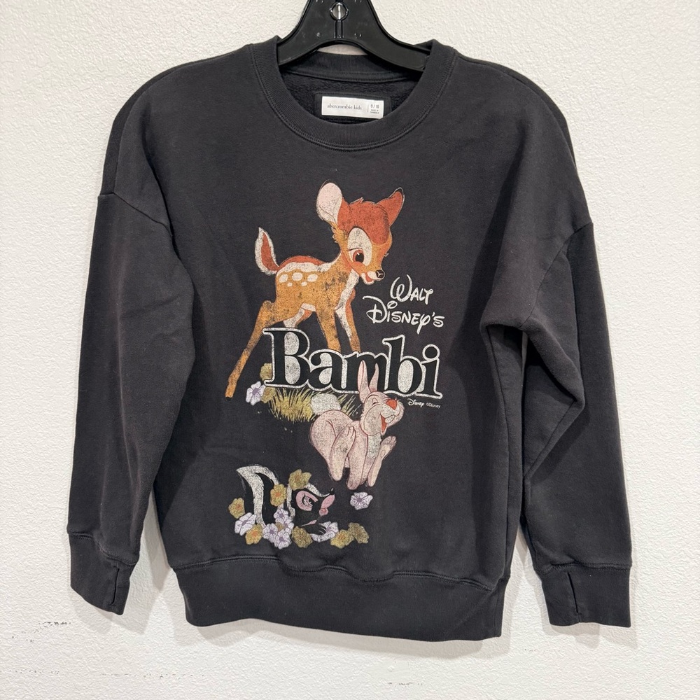 abercrombie kids Black Bambi Graphic Sweatshirt with Brown and Pink Accents